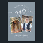 Via Years Modern, par Photo Bröllop Modern Bordsnummer<br><div class="desc">Kom ihåg och ha lite roligt med bordsnumren för bröllopsmottagning. Dessa eleganter, enkla bordsnummer, du kan välja att inkludera ett foto av bruden och brudgummen i samma ålder som bordsnumret, brudgummen och brudgummen namn och bröllop. Bakgrunden till färg är dammblått med vit text, men dessa kan ändras till vilken färg...</div>