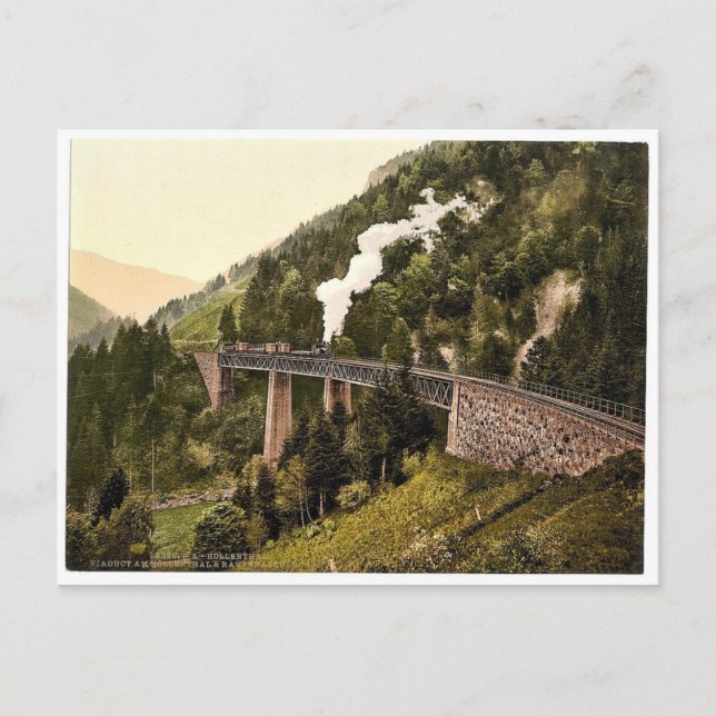 Viaduct and gorge, Hollenthal, Black Forest, Baden Vykort (Framsida)