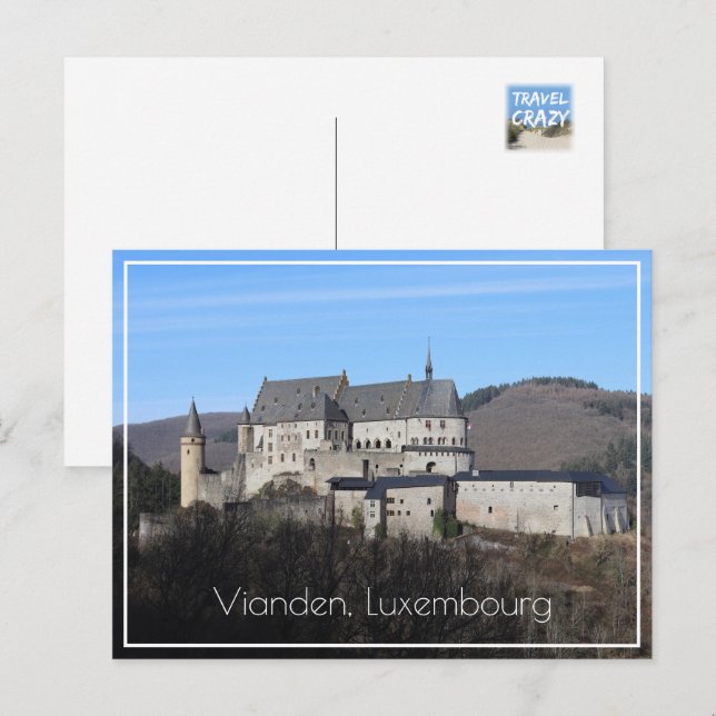 Vianden Castle Winter View, Luxemburg Vykort (Fram/baksida)
