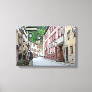 Vianden, den luxemburgska gatuscenen canvastryck