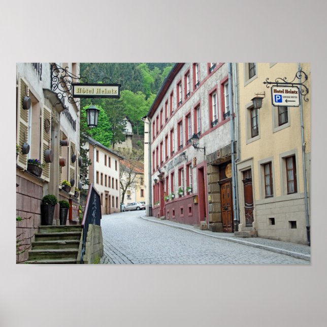 Vianden, den luxemburgska gatuscenen poster (Framsidan)