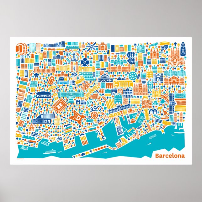 Vianina Barcelona City Karta Poster (Framsidan)