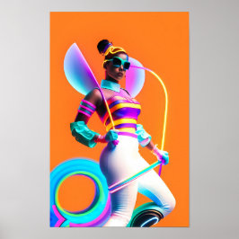Vibe Jibe Electric Ken Gage Retrowave-Roligt Poster