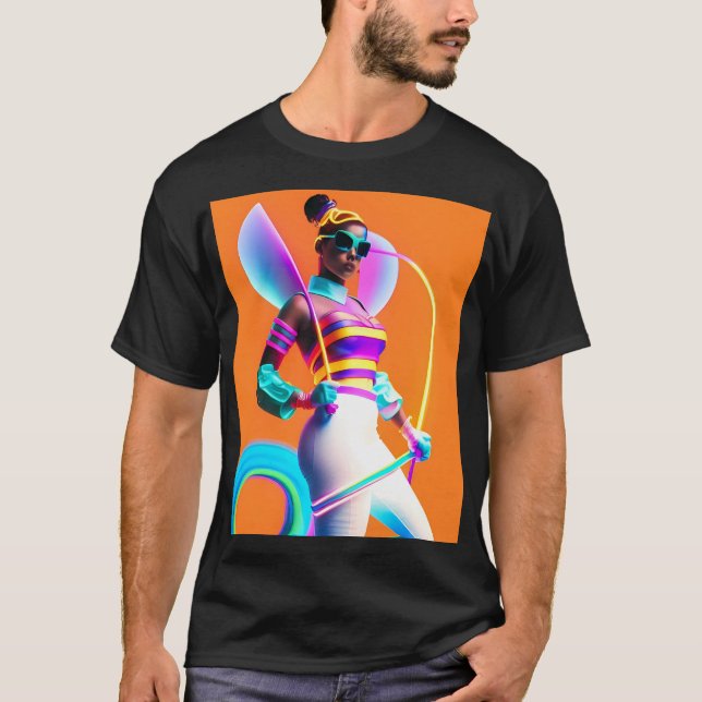 Vibe Jibe Electric Ken Gage Retrowave-Roligt T Shirt (Framsida)