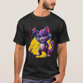 Vibe Mode Cat - Retro Design T Shirt