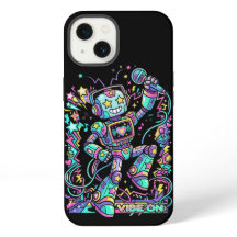 VIBE ON Neon Robot DJ – Färgglad musikmaskot sträc