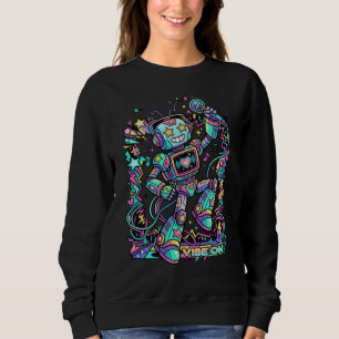 VIBE ON Neon Robot DJ – Färgglad musikmaskot Stre T Shirt