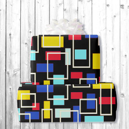Vibe Retro Black Blue Färg Blocks i mitten av århu Presentpapper