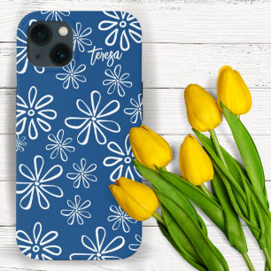 Vibe Retro White och Blue Blommigt på 60-talet