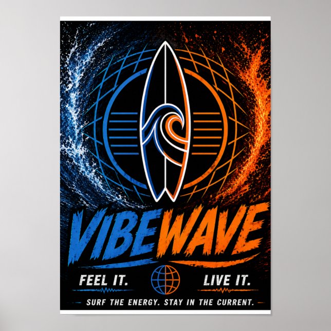 Vibe Wave Neon Surf Poster – Retro Synthwave Estet (Framsidan)