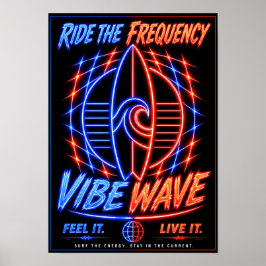 Vibe Wave Neon Surf Poster – Retro Synthwave-estet