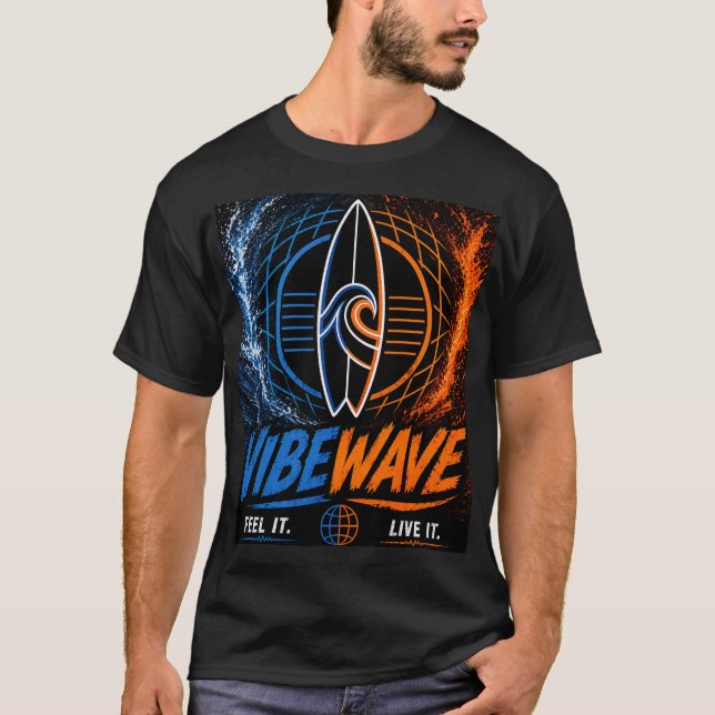 Vibe Wave Neon Surf Poster – Retro Synthwave-estet T Shirt (Framsida)