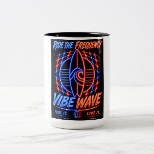 Vibe Wave Neon Surf Poster – Retro Synthwave Estet Två-Tonad Mugg