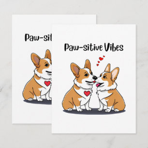 Vibes Corgis i Kärlek Anteckningskort