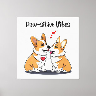 Vibes Corgis i kärlek Canvastryck
