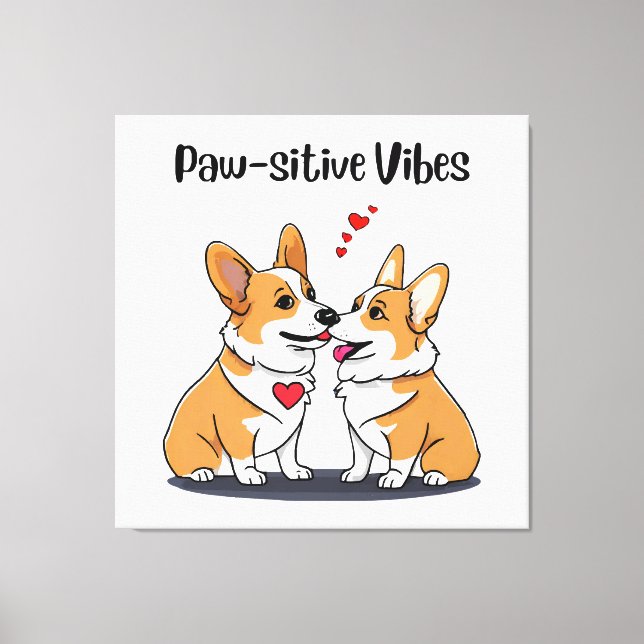 Vibes Corgis i kärlek Canvastryck (Framsida)