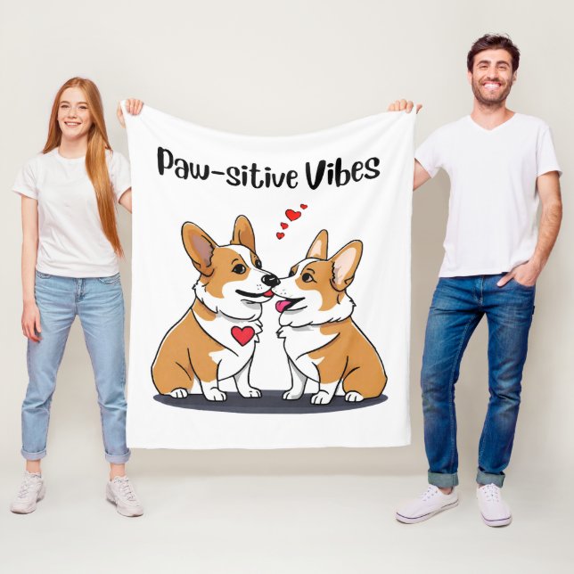 Vibes Corgis i Kärlek Fleecefilt (På plats)