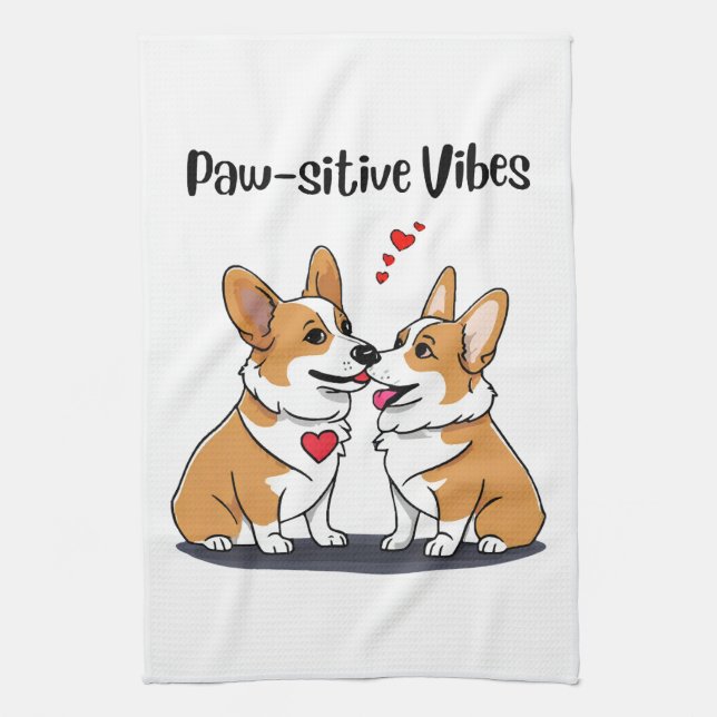 Vibes Corgis i kärlek Kökshandduk (Vertikal)