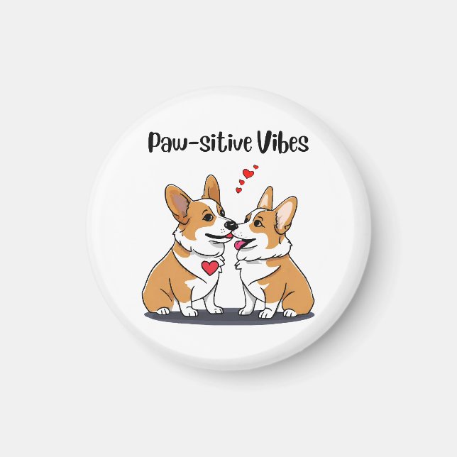 Vibes Corgis i kärlek Magnet (Framsidan)