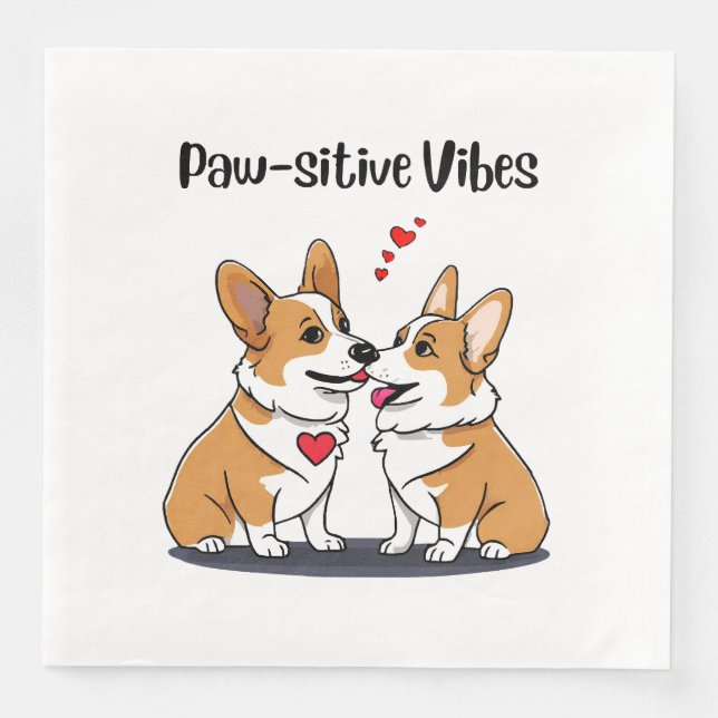 Vibes Corgis i Kärlek Pappersservett (Framsida)