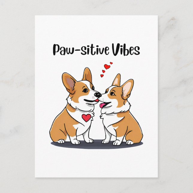 Vibes Corgis i kärlek Vykort (Framsida)