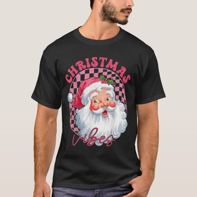 Vibes Groovy Rosa Santa T Shirt (Framsida)