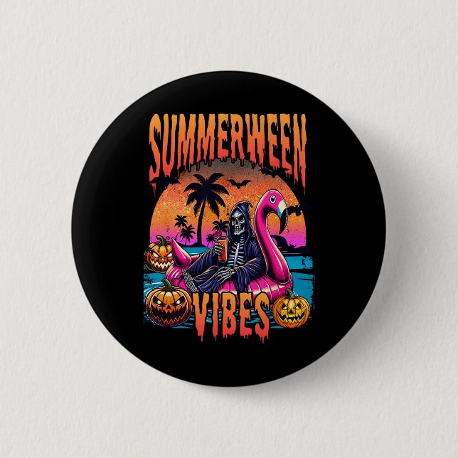 Vibes Halloween-sommaruppehållet Skeleton Flyter Knapp (Framsida)