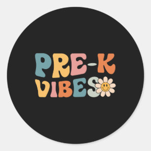 Vibes - Kindergarten Team Retro 1:a dagen av Sch Runt Klistermärke