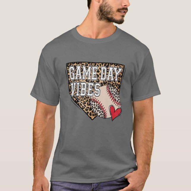 Vibes Leopard Baseball-speldagen T Shirt (Framsida)