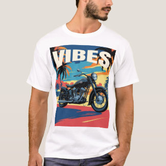 "Vibes" Retro Motorcycle Cityscape T Shirt