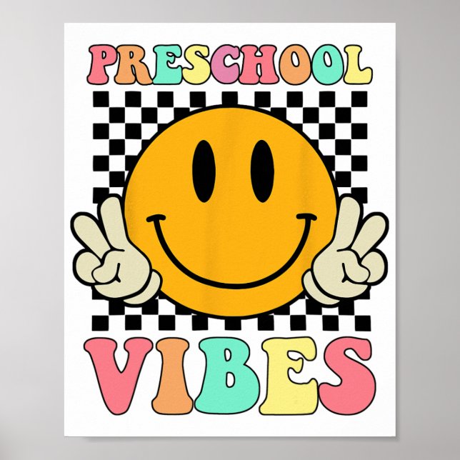 Vibes Retro Teacher Student Kid förra skoldagen Poster (Framsidan)