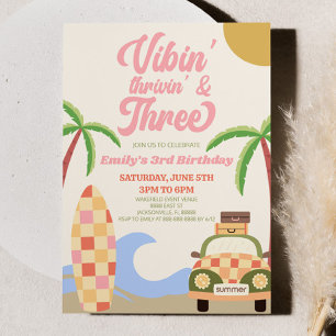 Vibes' Thrivin' och tre Surfor 3:e födelsedagen Pa Inbjudningar