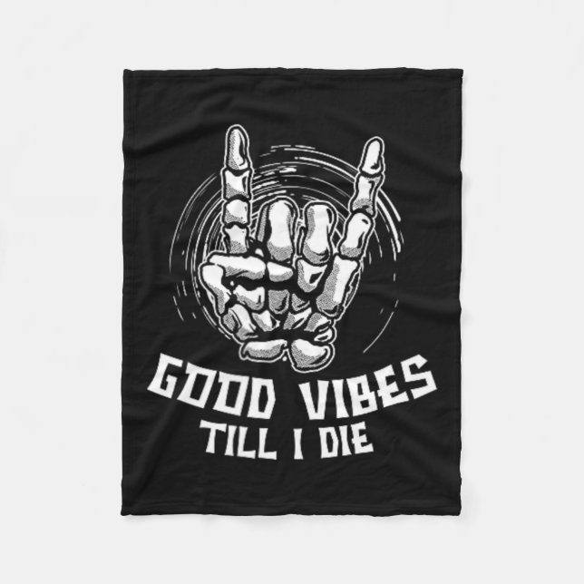 Vibes Till I Die - Skeleton Hand Halloween Fleecefilt (Framsidan)