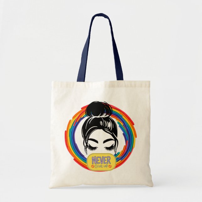 Vibes Tote Bag - Aldrig Ge Up Tygkasse (Framsidan)