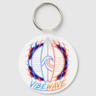 Vibewave Neon Surfbräda Design – Retro Wave Glow A Nyckelring
