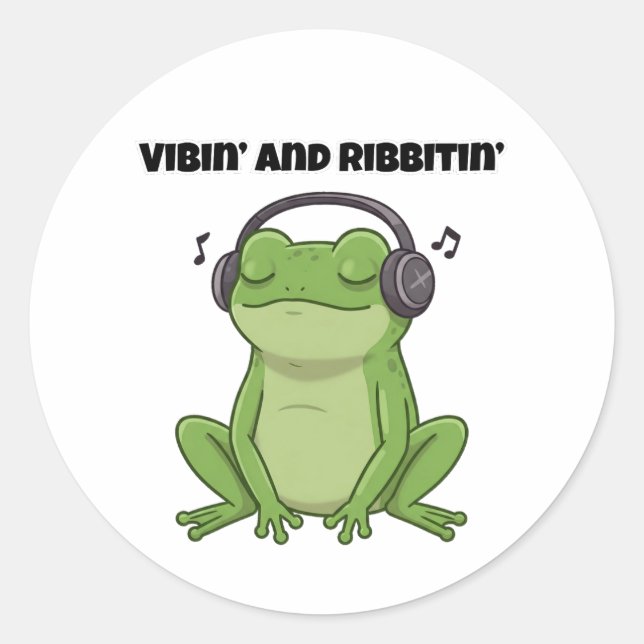 Vibin’ och Ribbitin" Runt Klistermärke (Framsida)