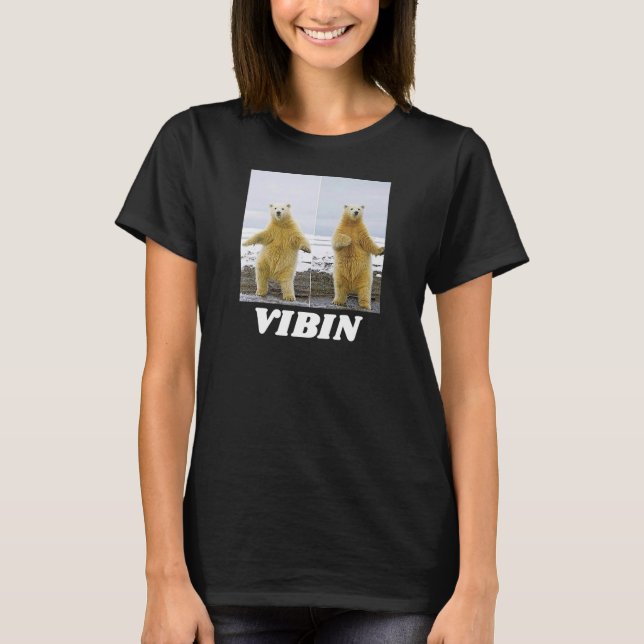 Vibin Polar Bear Dancing Meme T Shirt (Framsida)