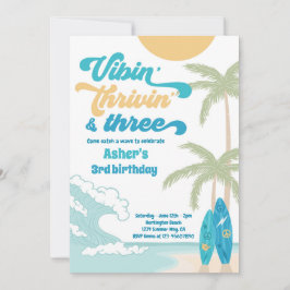 Vibin'Thrivin'& Three Retro Surfa Beach Birthday Inbjudningar