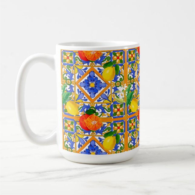 Vibran Mediterranean lemon Mug Kaffemugg (Vänster)