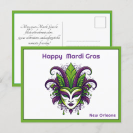 💚 💜 💛 Vibrance of Mardi Gras Vykort