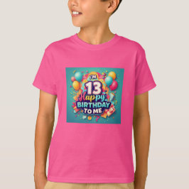 Vibrant 13:e födelsedag med färgstarka sifferpojka t shirt