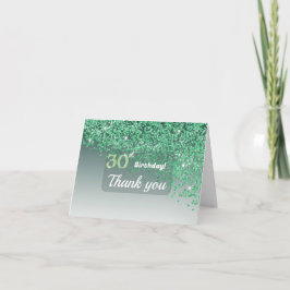 Vibrant 30th Birthday Green Glitter Thank You Tack Kort