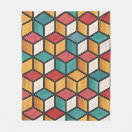 Vibrant 3D Cube Optical Illusion Pattern Fleecefilt