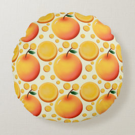 Vibrant 3D Glossy Orange and Mandarin fruit  Rund Kudde