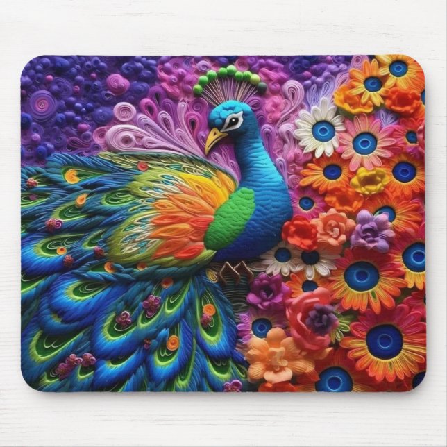 Vibrant 3D Peacock Musmatta (Framsidan)