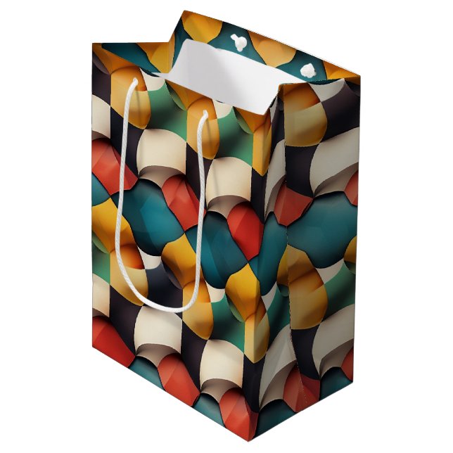 Vibrant 3D Petal Wave Geometric i fet Färg (Framsidan Vinklad)
