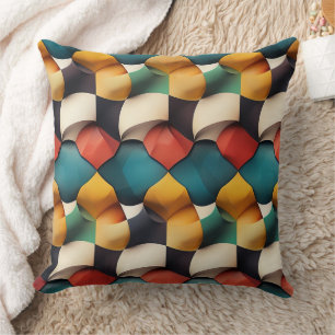 Vibrant 3D Petal Wave Geometric i fet Färg Kudde