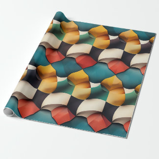 Vibrant 3D Petal Wave Geometric i fet Färg Presentpapper