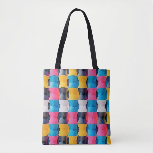 Vibrant 3D Timglass Geometric Mönster Tygkasse (Framsida)