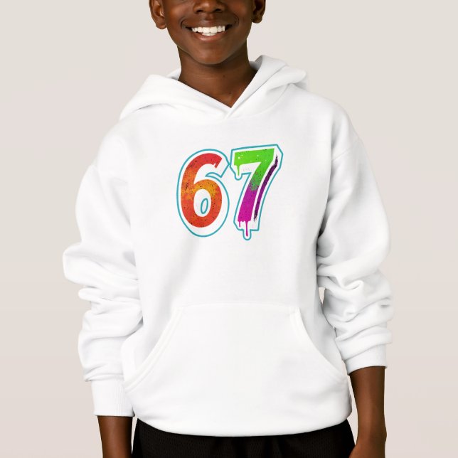  Vibrant 67 Art – Hand-Painted Number Design  T Shirt (Framsida)